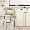 30 Sedie da Bar a Schienale Basso Altezza Bar in Similpelle Beige e Nera e Ferro