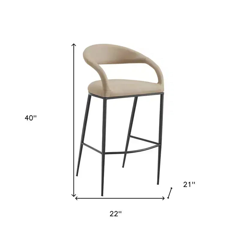 30 Sedie da Bar a Schienale Basso Altezza Bar in Similpelle Beige e Nera e Ferro