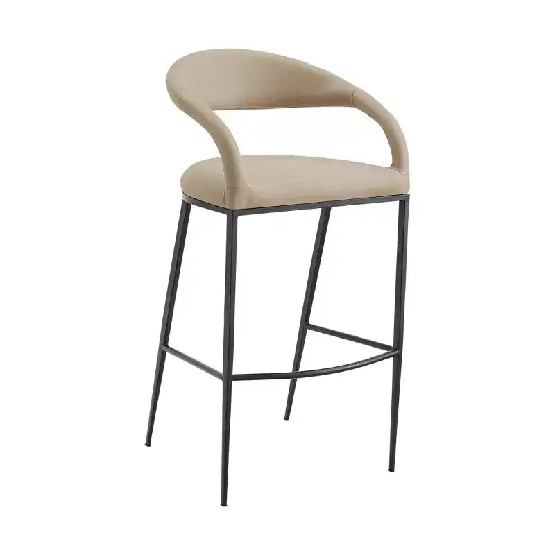 30 Sedie da Bar a Schienale Basso Altezza Bar in Similpelle Beige e Nera e Ferro