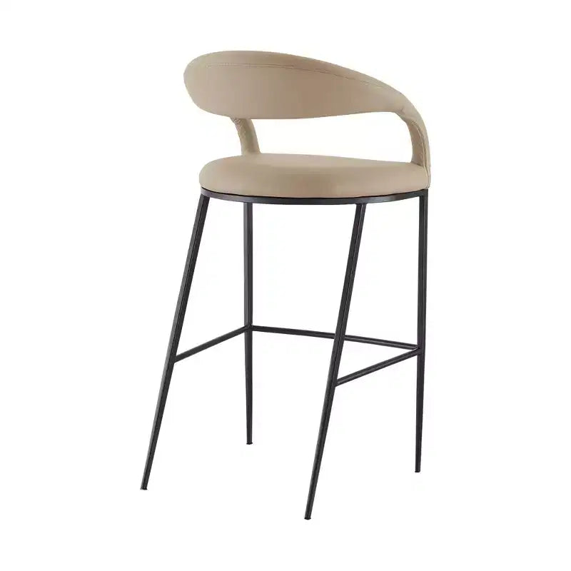 30 Sedie da Bar a Schienale Basso Altezza Bar in Similpelle Beige e Nera e Ferro
