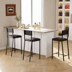 Set di 2/4 Sgabelli da Bar, Sgabelli da Cucina per Colazione Altezza Bancone con Rivestimento in Similpelle, Schienale e Poggiapiedi
