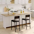 Set di 2/4 Sgabelli da Bar, Sgabelli da Cucina per Colazione Altezza Bancone con Rivestimento in Similpelle, Schienale e Poggiapiedi