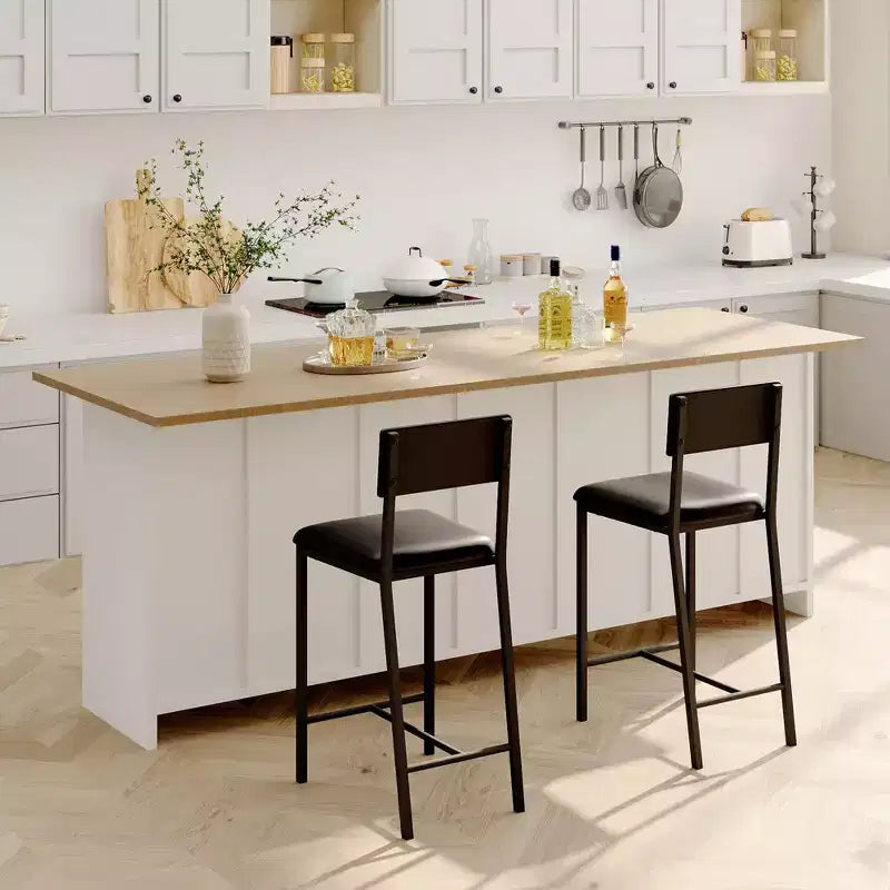 Set di 2/4 Sgabelli da Bar, Sgabelli da Cucina per Colazione Altezza Bancone con Rivestimento in Similpelle, Schienale e Poggiapiedi