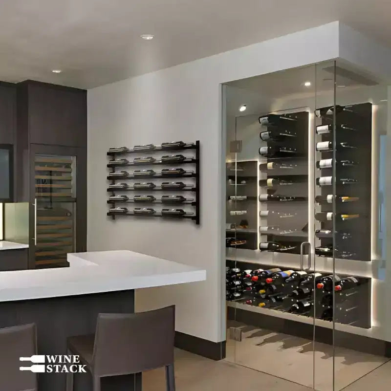 Moderno Portabottiglie da Parete in Metallo per 18 Bottiglie, Organizer per Bar di Casa, Cucina