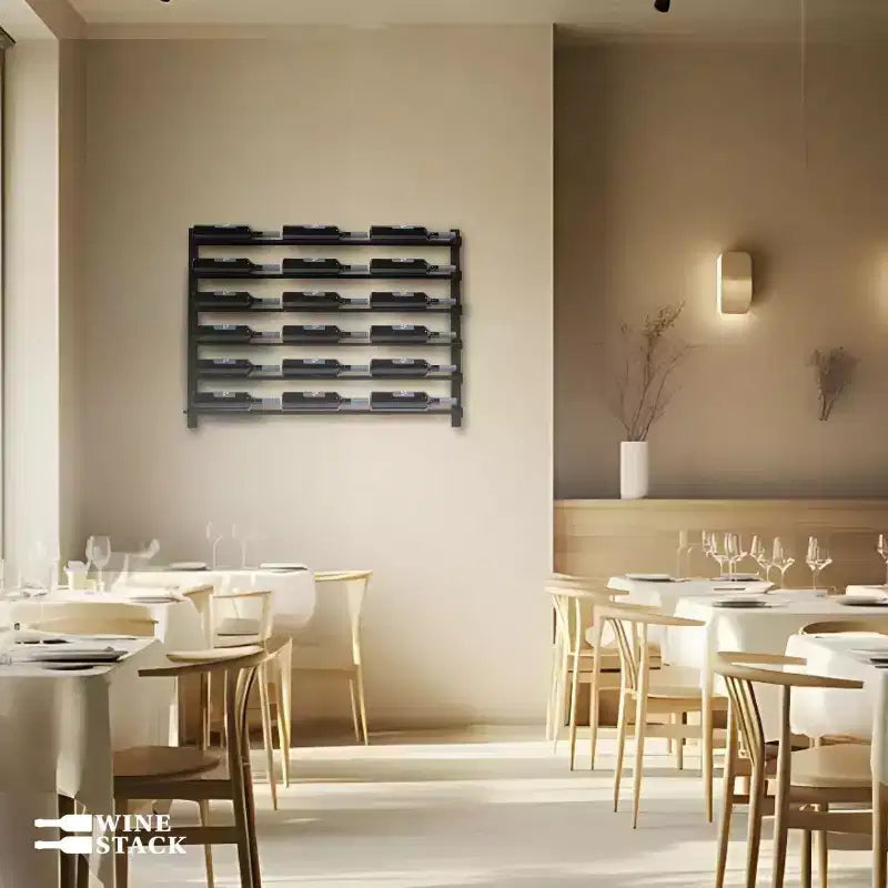 Moderno Portabottiglie da Parete in Metallo per 18 Bottiglie, Organizer per Bar di Casa, Cucina