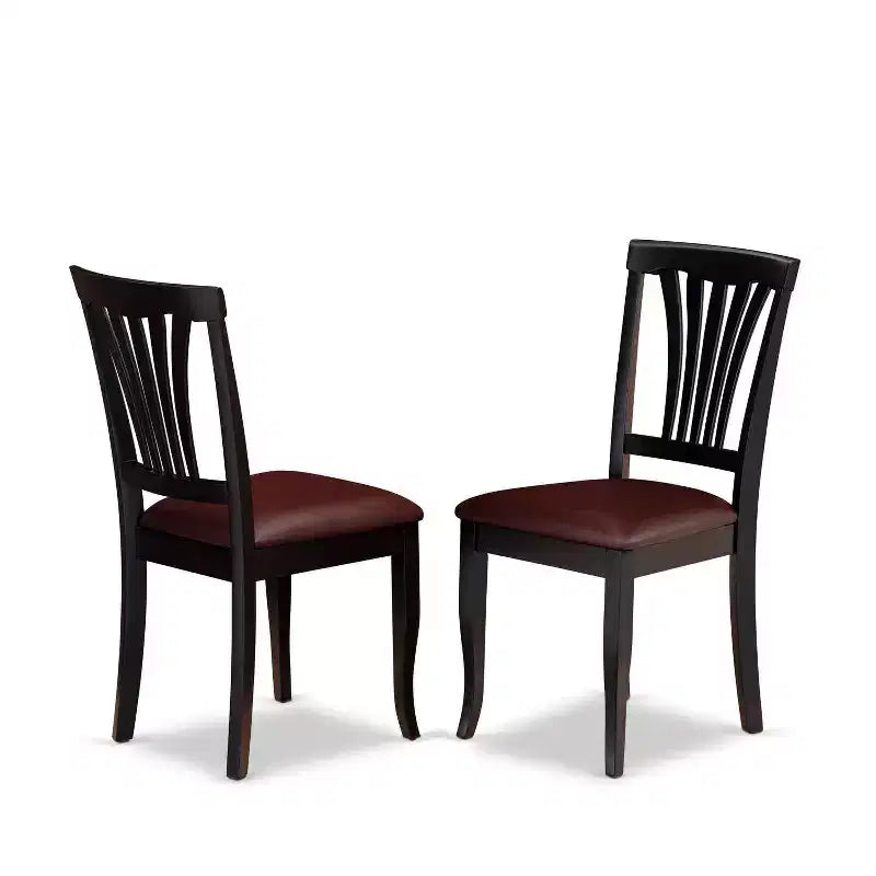 Set di tavolo da pranzo in legno massiccio a 3 pezzi con finitura nera