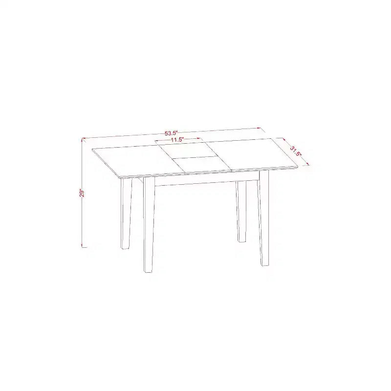 Set di tavolo da pranzo in legno massiccio a 3 pezzi con finitura nera