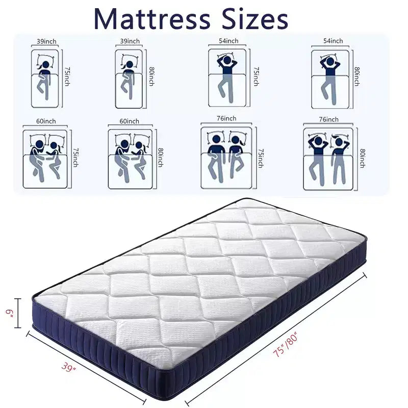 Materasso ibrido Twin XL da 6, materasso a molle in schiuma con morbidezza media, isolamento dal movimento e sollievo dalla pressione