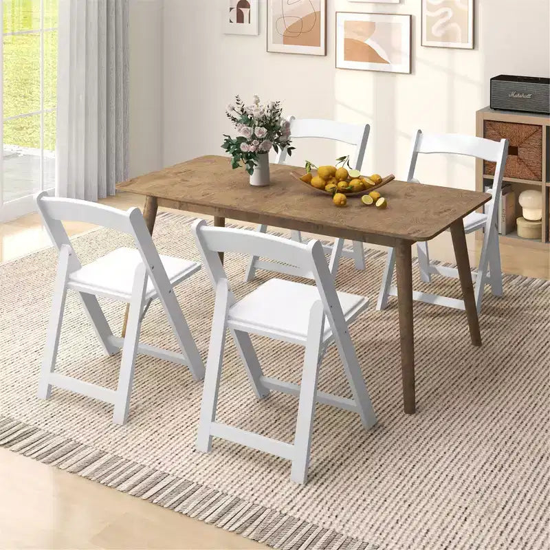 Set di 4 sedie da pranzo con gambe in legno di gomma e sedile imbottito per casa ufficio eventi