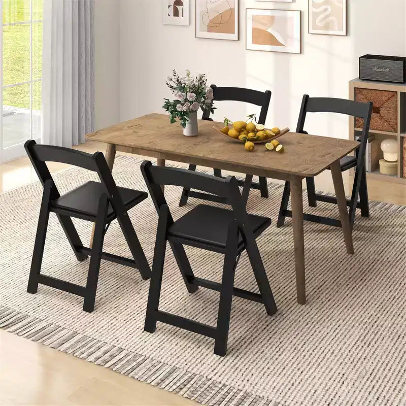 Set di 4 sedie da pranzo con gambe in legno di gomma e sedile imbottito per casa ufficio eventi