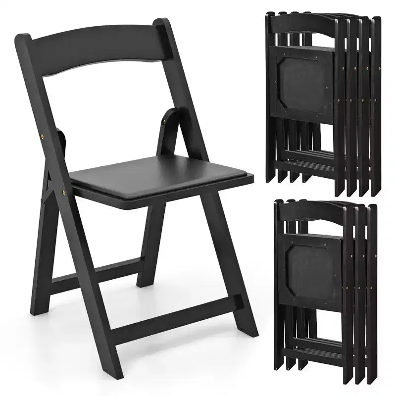 Set di 4 sedie da pranzo con gambe in legno di gomma e sedile imbottito per casa ufficio eventi