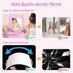 Set Tavolo Toeletta e Sedia per Bambini, Scrivania da Trucco 2-in-1 per Principesse