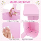 Set Tavolo Toeletta e Sedia per Bambini, Scrivania da Trucco 2-in-1 per Principesse