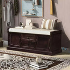 Panca Contenitore in Legno, Panca Contenitore da Ingresso con Cassetti e Ante, Panca Portascarpe da Foyer con Cuscino Rimovibile per Ingresso, Camera da Letto, Soggiorno