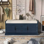 Panca Contenitore in Legno, Panca Contenitore da Ingresso con Cassetti e Ante, Panca Portascarpe da Foyer con Cuscino Rimovibile per Ingresso, Camera da Letto, Soggiorno
