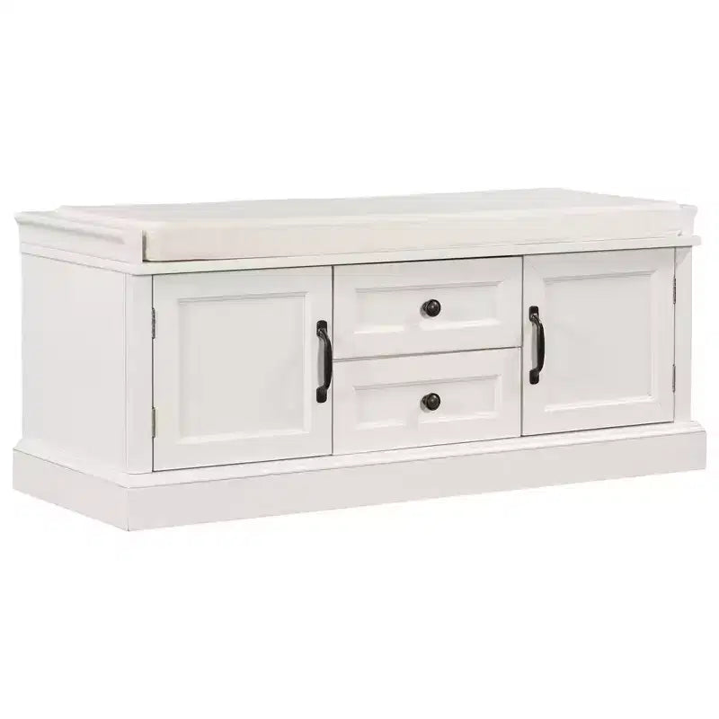 Panca Contenitore in Legno, Panca Contenitore da Ingresso con Cassetti e Ante, Panca Portascarpe da Foyer con Cuscino Rimovibile per Ingresso, Camera da Letto, Soggiorno