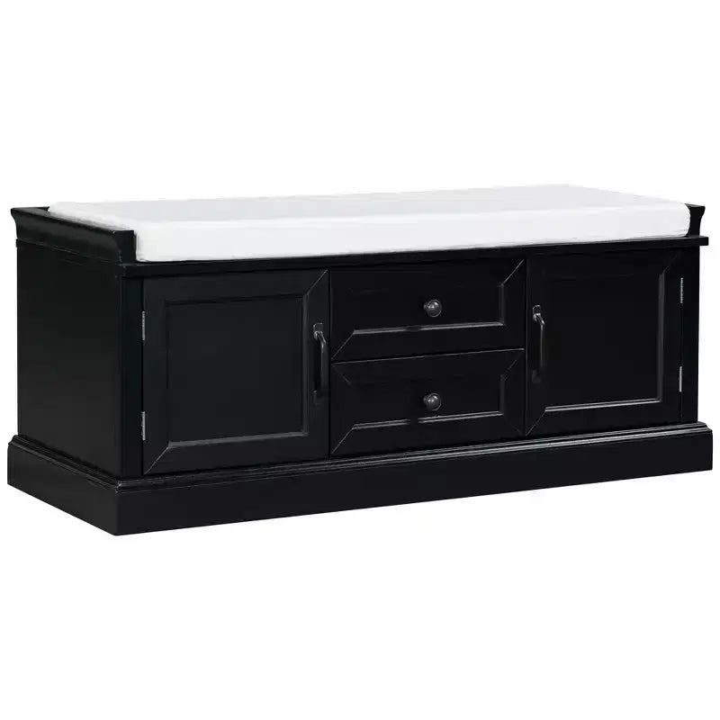 Panca Contenitore in Legno, Panca Contenitore da Ingresso con Cassetti e Ante, Panca Portascarpe da Foyer con Cuscino Rimovibile per Ingresso, Camera da Letto, Soggiorno