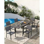 Set di 2 sedie da pranzo in alluminio per patio con braccioli e seduta più ampia, sedie impilabili per tutte le stagioni per balcone, giardino, cortile