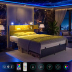 Struttura letto con luce LED e stazione di ricarica