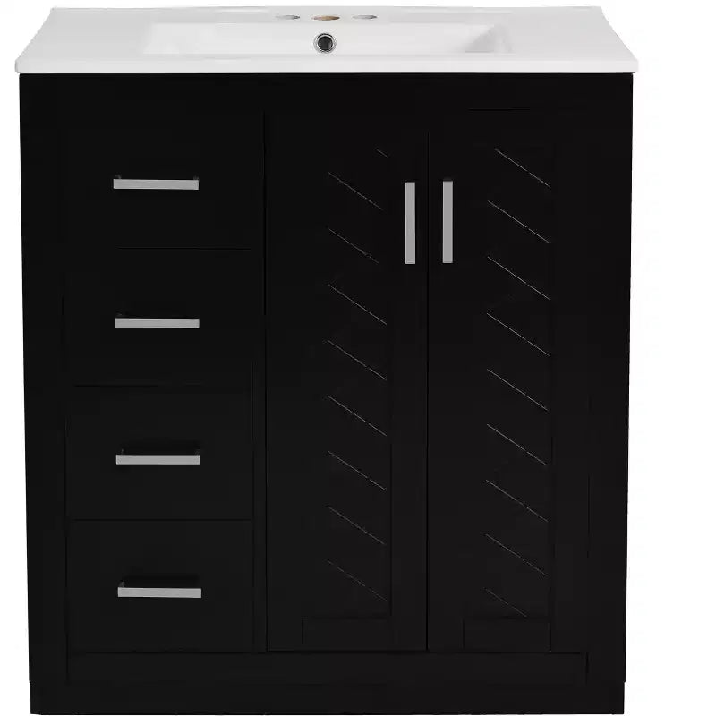 Mobile bagno 76 cm con lavabo, Mobiletto bagno con cassetti, Mobiletto bagno con lavabo singolo e ante con chiusura ammortizzata