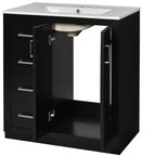 Mobile bagno 76 cm con lavabo, Mobiletto bagno con cassetti, Mobiletto bagno con lavabo singolo e ante con chiusura ammortizzata