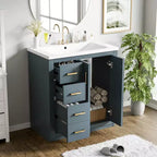 Mobile bagno 76 cm con lavabo, Mobiletto bagno con cassetti, Mobiletto bagno con lavabo singolo e ante con chiusura ammortizzata