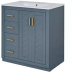 Mobile bagno 76 cm con lavabo, Mobiletto bagno con cassetti, Mobiletto bagno con lavabo singolo e ante con chiusura ammortizzata