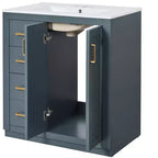 Mobile bagno 76 cm con lavabo, Mobiletto bagno con cassetti, Mobiletto bagno con lavabo singolo e ante con chiusura ammortizzata