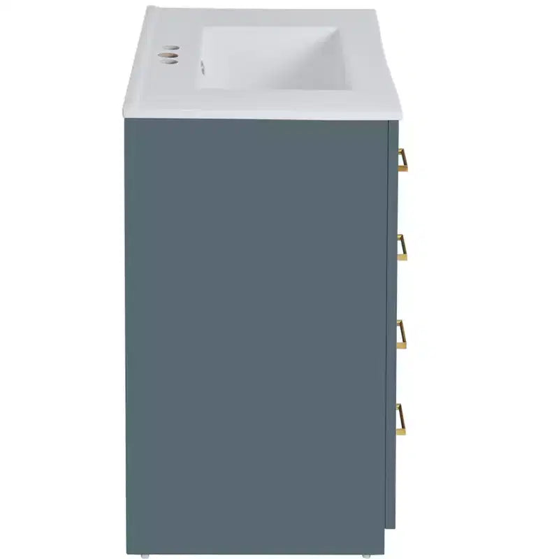 Mobile bagno 76 cm con lavabo, Mobiletto bagno con cassetti, Mobiletto bagno con lavabo singolo e ante con chiusura ammortizzata