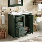 Mobile bagno 76 cm con lavabo, Mobiletto bagno con cassetti, Mobiletto bagno con lavabo singolo e ante con chiusura ammortizzata