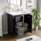 Mobile bagno 76 cm con lavabo, Mobiletto bagno con cassetti, Mobiletto bagno con lavabo singolo e ante con chiusura ammortizzata