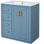 Mobile bagno 76 cm con lavabo, Mobiletto bagno con cassetti, Mobiletto bagno con lavabo singolo e ante con chiusura ammortizzata