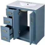 Mobile bagno 76 cm con lavabo, Mobiletto bagno con cassetti, Mobiletto bagno con lavabo singolo e ante con chiusura ammortizzata