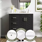 Mobile bagno 76 cm con lavabo, Mobiletto bagno con cassetti, Mobiletto bagno con lavabo singolo e ante con chiusura ammortizzata