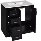 Mobile bagno 76 cm con lavabo, Mobiletto bagno con cassetti, Mobiletto bagno con lavabo singolo e ante con chiusura ammortizzata