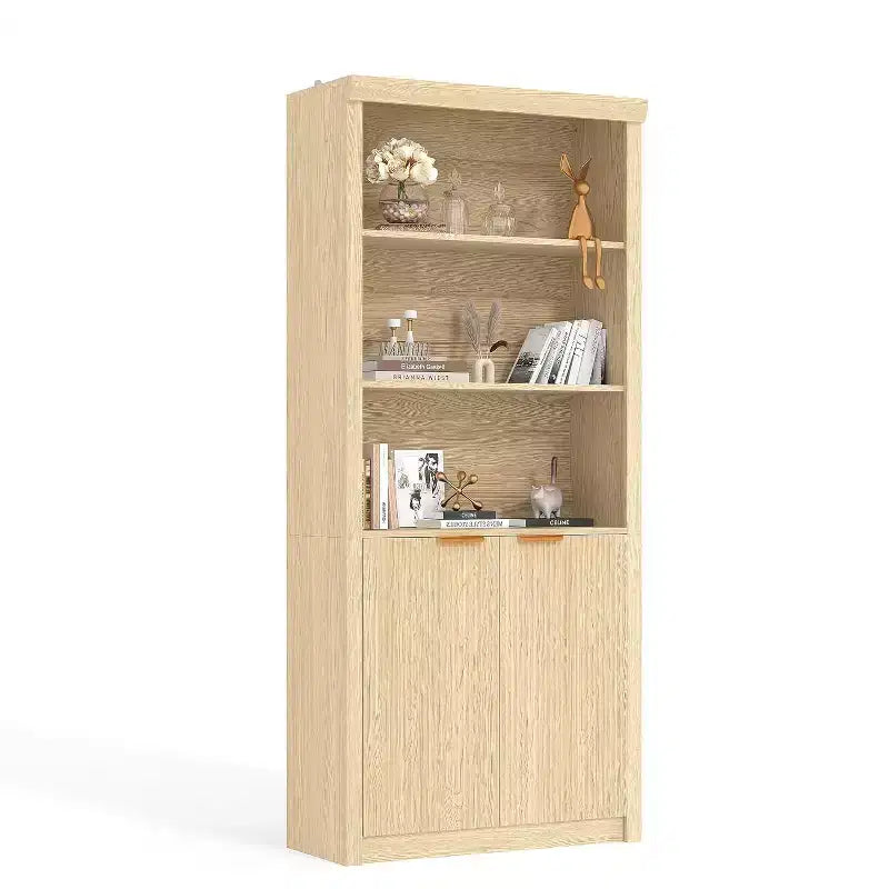 Libreria a 5 Ripiani con Ante, Scaffale da 180 cm, Ripiani Regolabili per Soggiorno o Ufficio