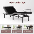 Base letto regolabile Twin XL, Base elettrica con telecomando senza fili, Sollevamento testa e piedi, Gravità zero, Anti-russamento, Robusto metallo e legno, 3 altezze