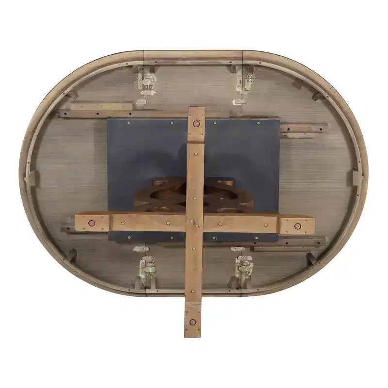 Set Tavolo da Pranzo per 4 Persone in Stile Rustico, Tavolo da Pranzo Rotondo Allungabile in Legno e 4 Sedie Imbottite, Set da Pranzo Retrò per Cucina