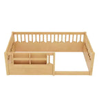 Struttura letto Montessori in legno Twin/Full/King con sponda rialzata e libreria, letto a basso profilo per bambini