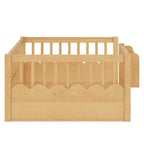 Struttura letto Montessori in legno Twin/Full/King con sponda rialzata e libreria, letto a basso profilo per bambini