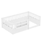 Struttura letto Montessori in legno Twin/Full/King con sponda rialzata e libreria, letto a basso profilo per bambini