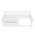 Struttura letto Montessori in legno Twin/Full/King con sponda rialzata e libreria, letto a basso profilo per bambini
