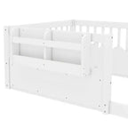 Struttura letto Montessori in legno Twin/Full/King con sponda rialzata e libreria, letto a basso profilo per bambini