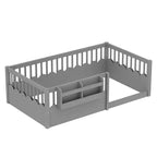 Struttura letto Montessori in legno Twin/Full/King con sponda rialzata e libreria, letto a basso profilo per bambini