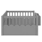 Struttura letto Montessori in legno Twin/Full/King con sponda rialzata e libreria, letto a basso profilo per bambini