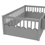 Struttura letto Montessori in legno Twin/Full/King con sponda rialzata e libreria, letto a basso profilo per bambini