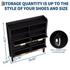 Scarpiera con 4 Ante a Ribalta, Organizer Scarpiera Sottile Scanalata con Piedini, Mobile Contenitore per Scarpe Sottile Nascosto Freestanding per Ingresso