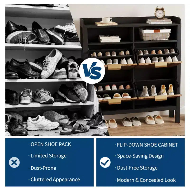 Scarpiera con 4 Ante a Ribalta, Organizer Scarpiera Sottile Scanalata con Piedini, Mobile Contenitore per Scarpe Sottile Nascosto Freestanding per Ingresso