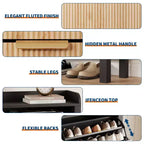 Scarpiera con 4 Ante a Ribalta, Organizer Scarpiera Sottile Scanalata con Piedini, Mobile Contenitore per Scarpe Sottile Nascosto Freestanding per Ingresso