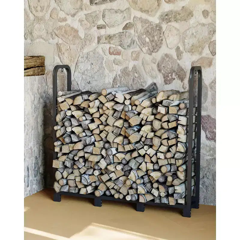 Portalegna 4ft, Porta Ceppi in Acciaio, Organizzatore per Legna da Ardere, Impilatore Regolabile per Legname